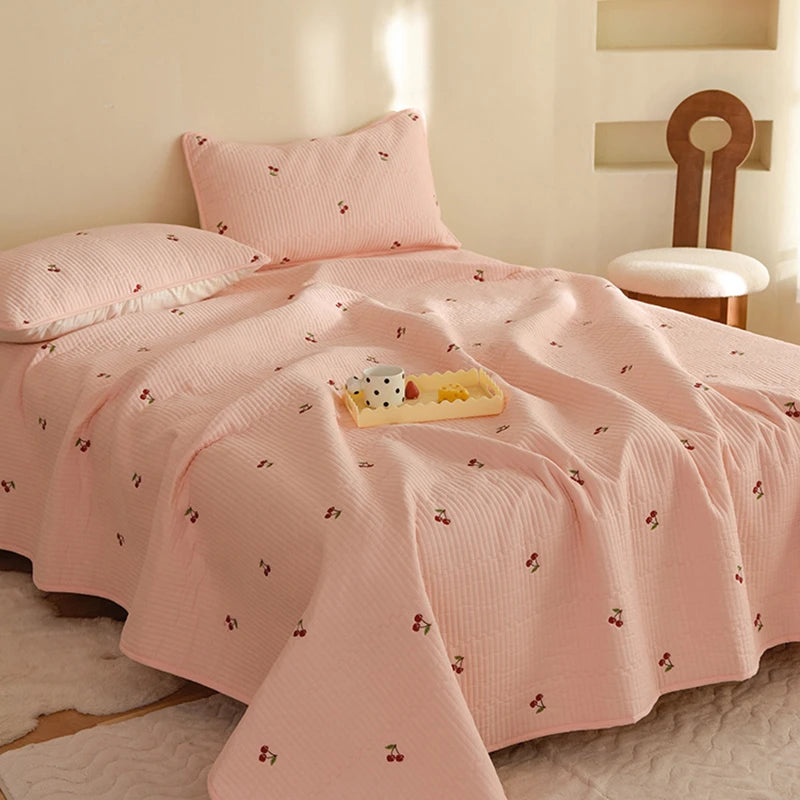 Ensemble Couvre-lit Matelassé Chic en Coton - 3 Pièces avec Taies