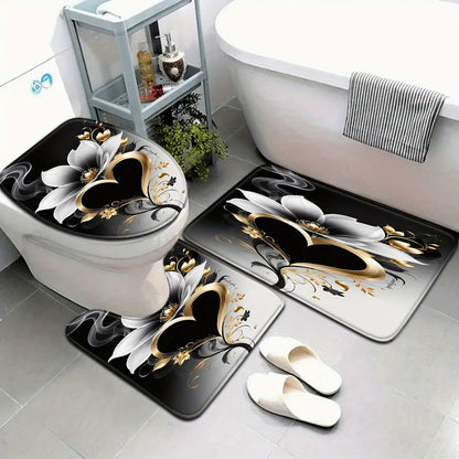 Tapis de bain élégant en cœur avec housse et antidérapant