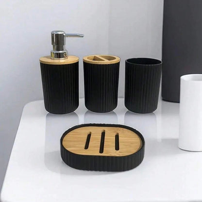 Ensemble de salle de bain moderne : porte-brosse, poubelle & plus