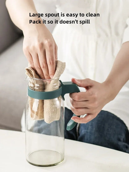 Pichet en verre résistant à la chaleur avec couvercle et poignée