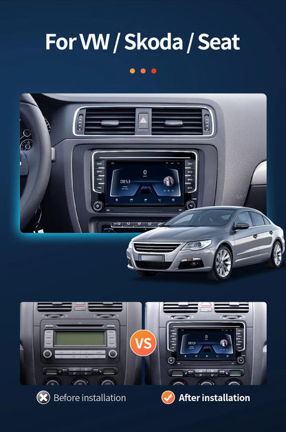 Autoradio GPS Android 13 pour VW, Skoda, Golf, Passat - 2Din