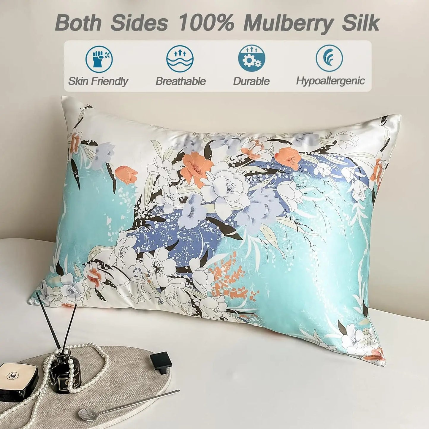 Taie d'oreiller en mûrier naturel, douce et rafraîchissante 100%