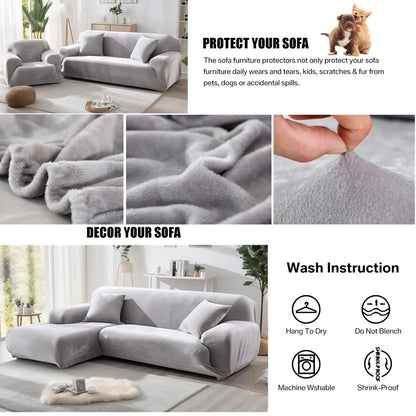 Housse de canapé en velours élastique pour salon - 1 à 4 places