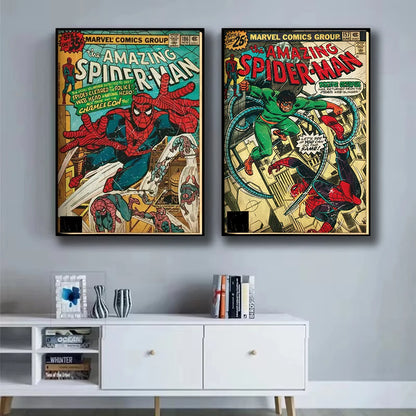 Affiche rétro Spider-Man Marvel, décoration murale enfant