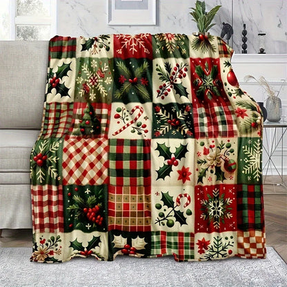 Couverture en flanelle à motifs de Noël pour canapé et voyage