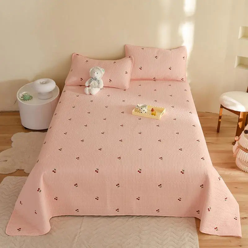 Ensemble Couvre-lit Matelassé Chic en Coton - 3 Pièces avec Taies