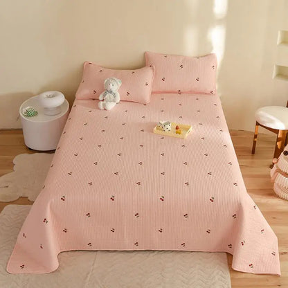 Ensemble Couvre-lit Matelassé Chic en Coton - 3 Pièces avec Taies