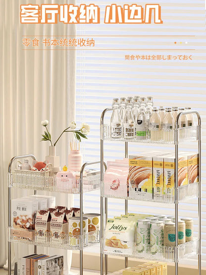 Chariot de Rangement Transparent 2/3/4 Niveaux - Étagère à Snacks Luxe