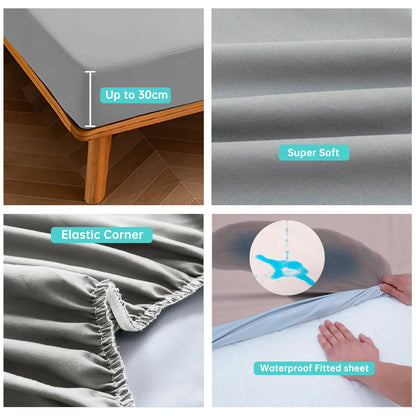 Drap-housse imperméable doux et respirant - Gris Queen/King/Twin/Full