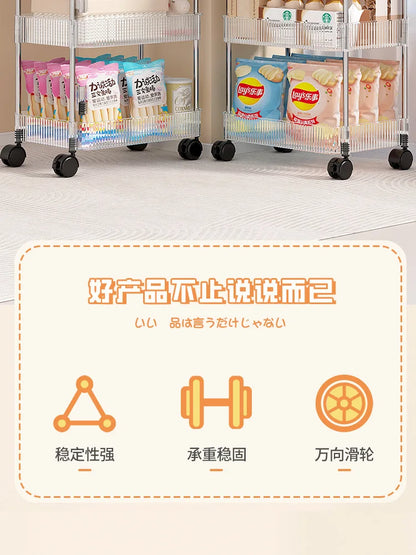 Chariot de Rangement Transparent 2/3/4 Niveaux - Étagère à Snacks Luxe