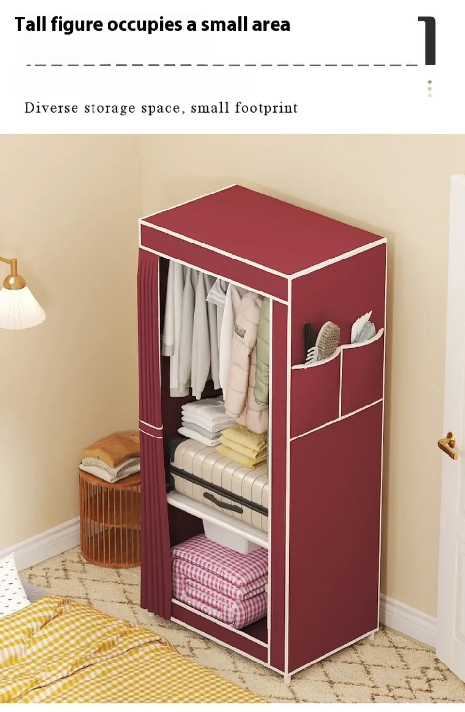 Armoire pliable en tissu minimaliste pour rangement de vêtements