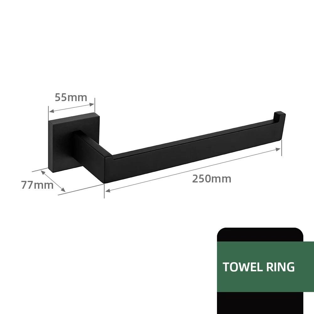 Kit Accessoires HOHardware Noir Mat : Étagère, Porte-Serviettes et Plus