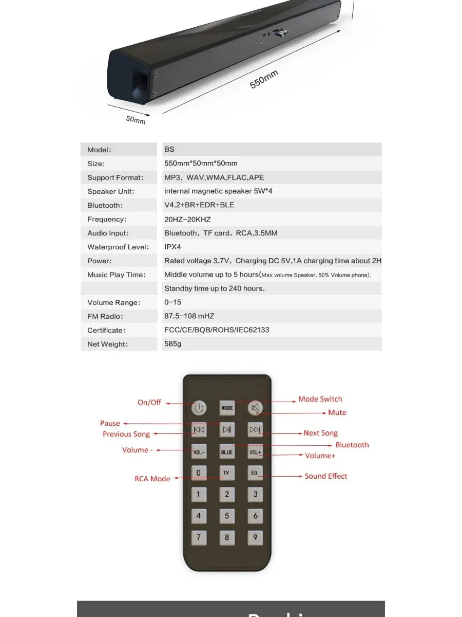 Haut-parleur Bluetooth puissant pour TV, ordinateur et voiture