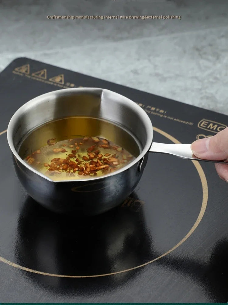 Marmite en inox avec manche en bois - Casserole épaisse 1PC