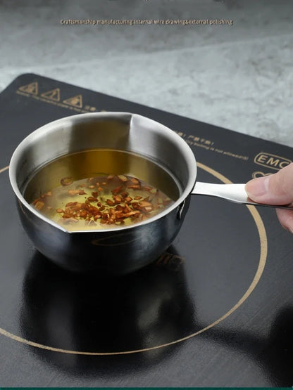 Marmite en inox avec manche en bois - Casserole épaisse 1PC