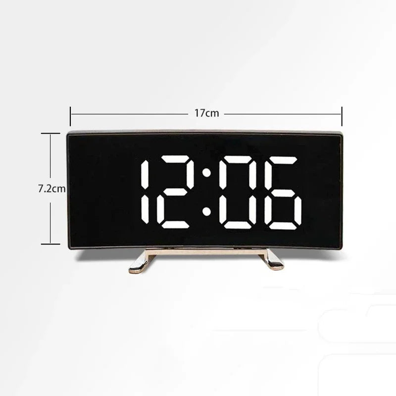 Horloge Électronique Miroir LED Incurvé - Grand Écran Décoratif