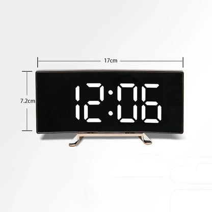 Horloge Électronique Miroir LED Incurvé - Grand Écran Décoratif