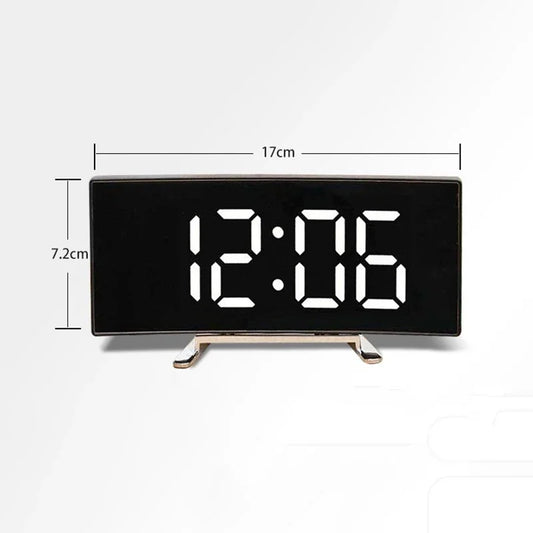 Horloge Électronique Miroir LED Incurvé - Grand Écran Décoratif