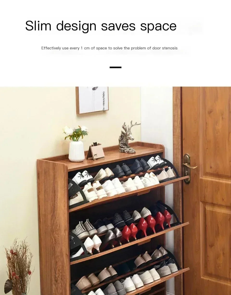Armoire à chaussures en bois multicouche, gain de place et design pratique