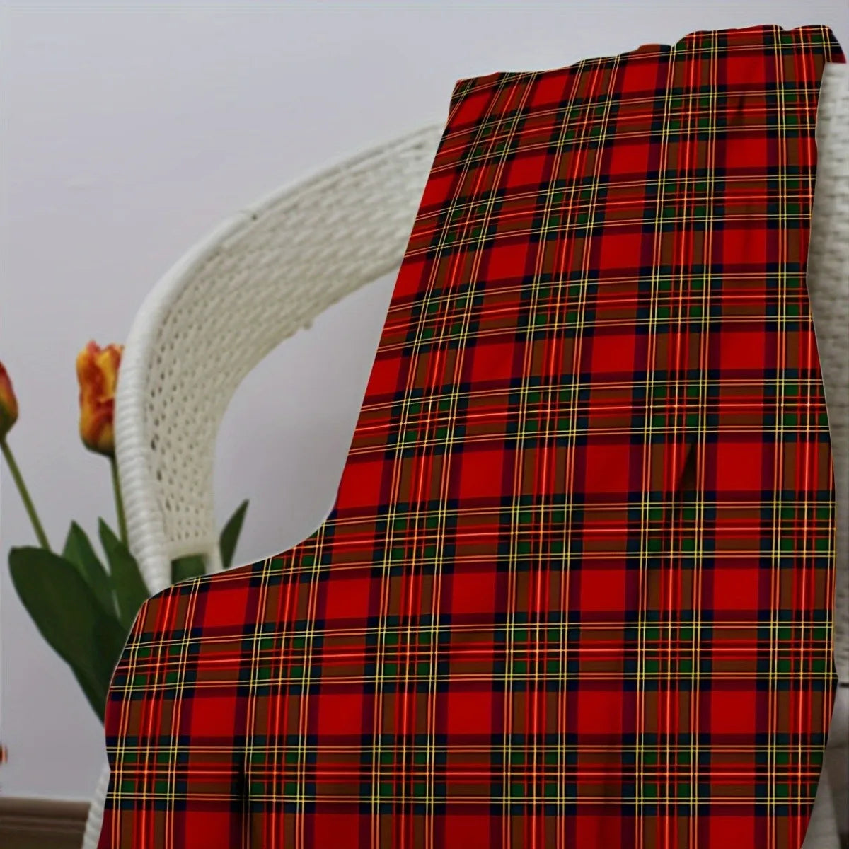 Couverture en flanelle à carreaux rouges pour lit et canapé