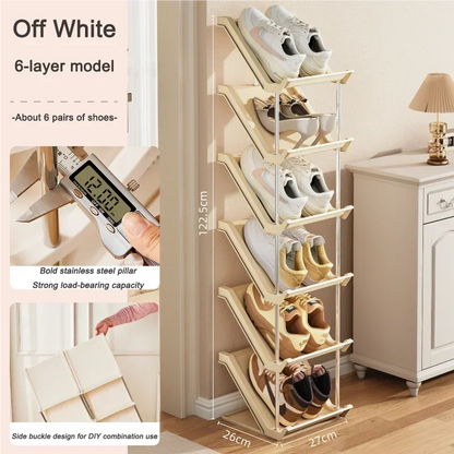 Étagère à chaussures empilable étroite pour un rangement optimal