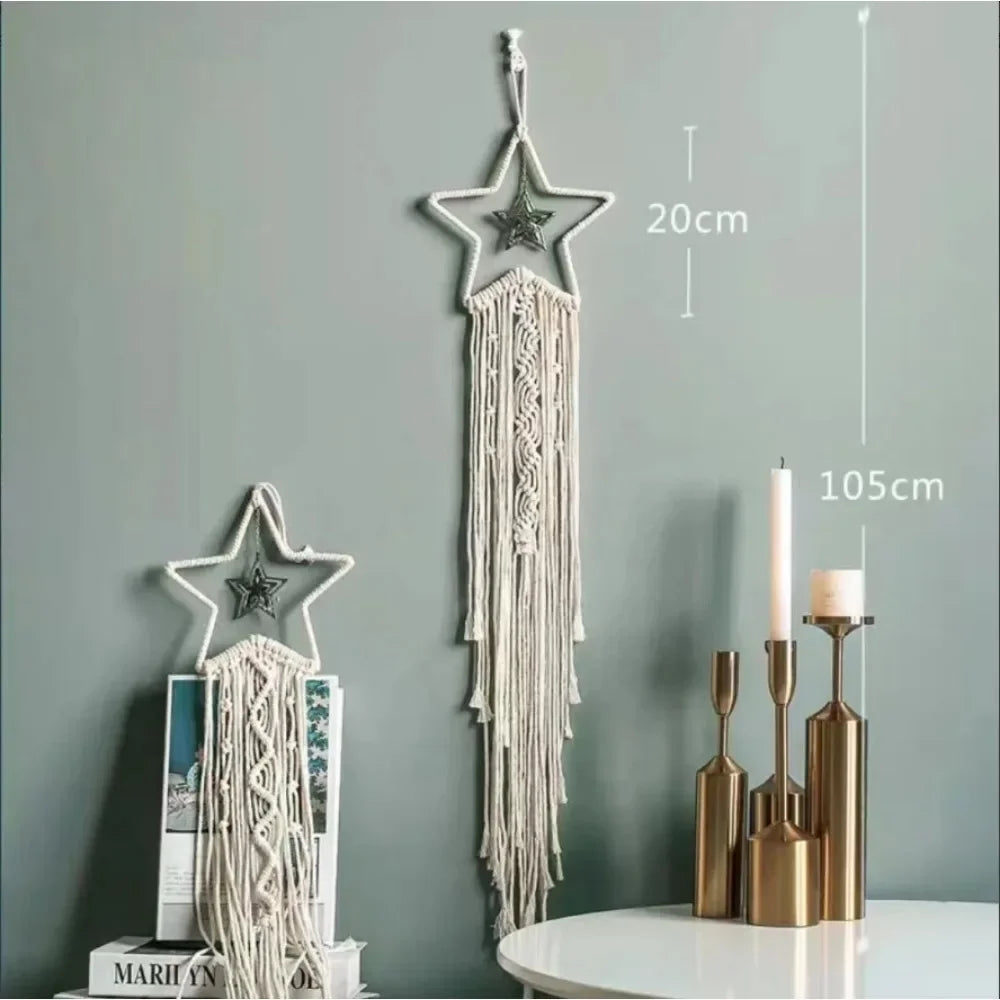 Macramé mural lune pour chambre d'enfant - Décor bohème nordique