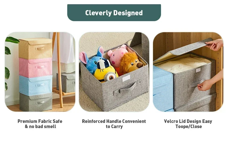 Organisateur de jouets pliant en coton et lin lavable - Panier pratique