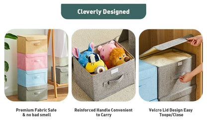 Organisateur de jouets pliant en coton et lin lavable - Panier pratique