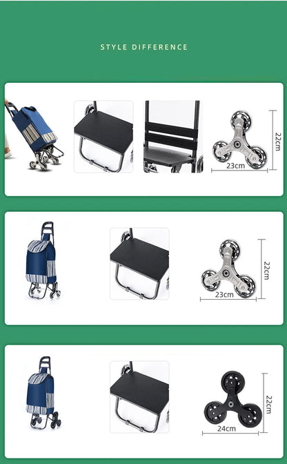 Chariot d'épicerie léger et pliable pour escalier - Idéal voyage