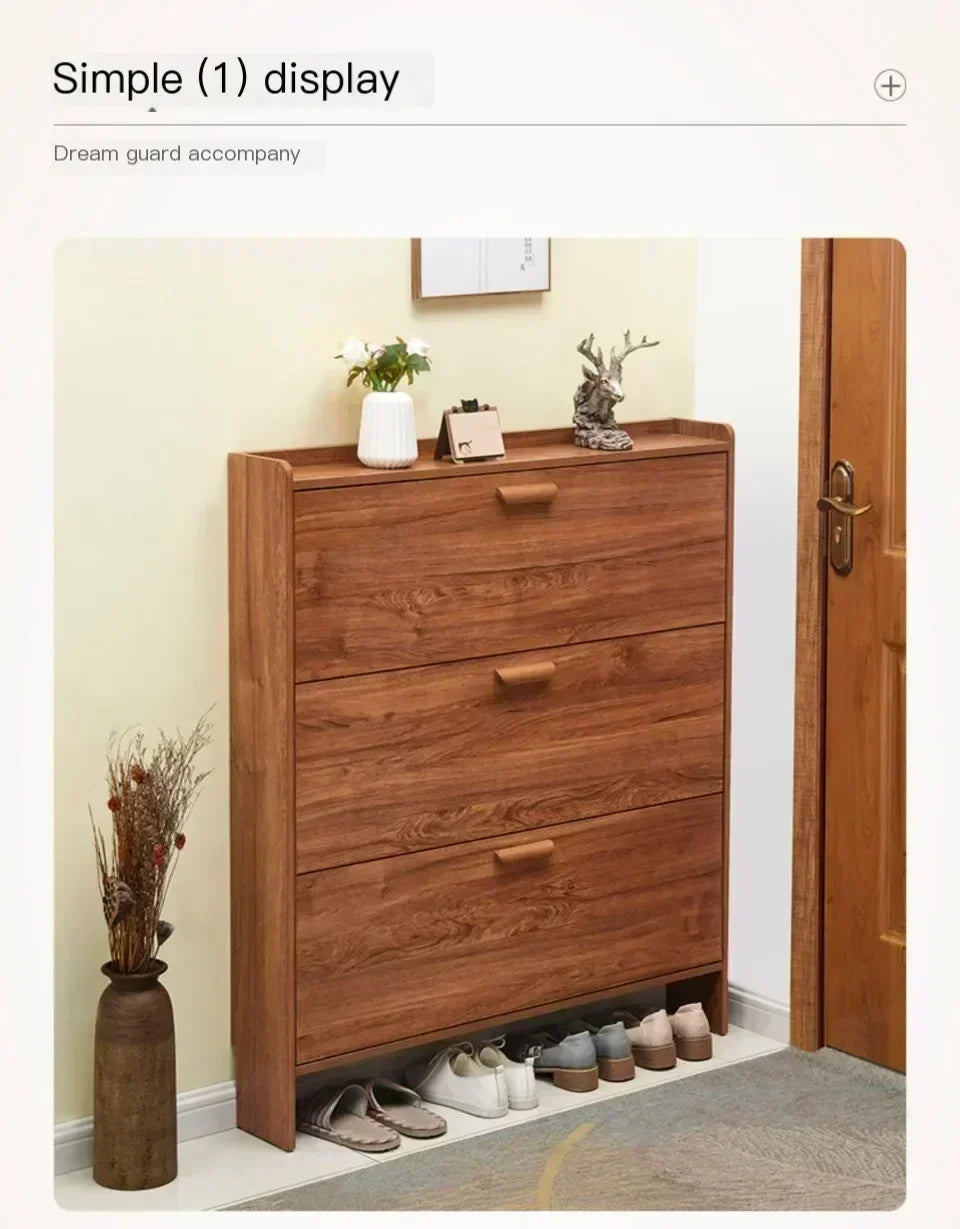 Armoire à chaussures en bois multicouche, gain de place et design pratique