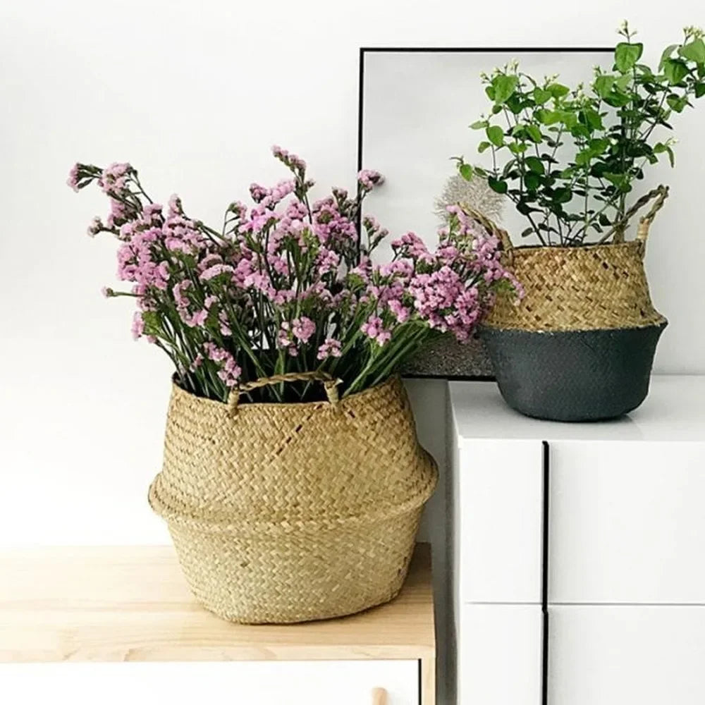 Pot de Fleurs en Rotin WF1015 - Rangement Élégant pour Vêtements