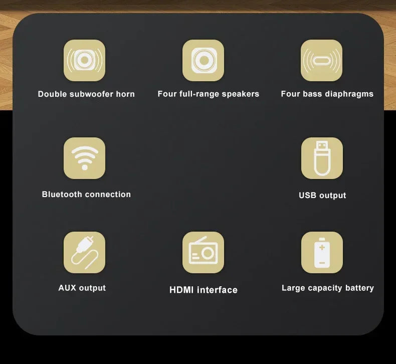 Barre de son 9D avec caisson de basses, Bluetooth & HDMI