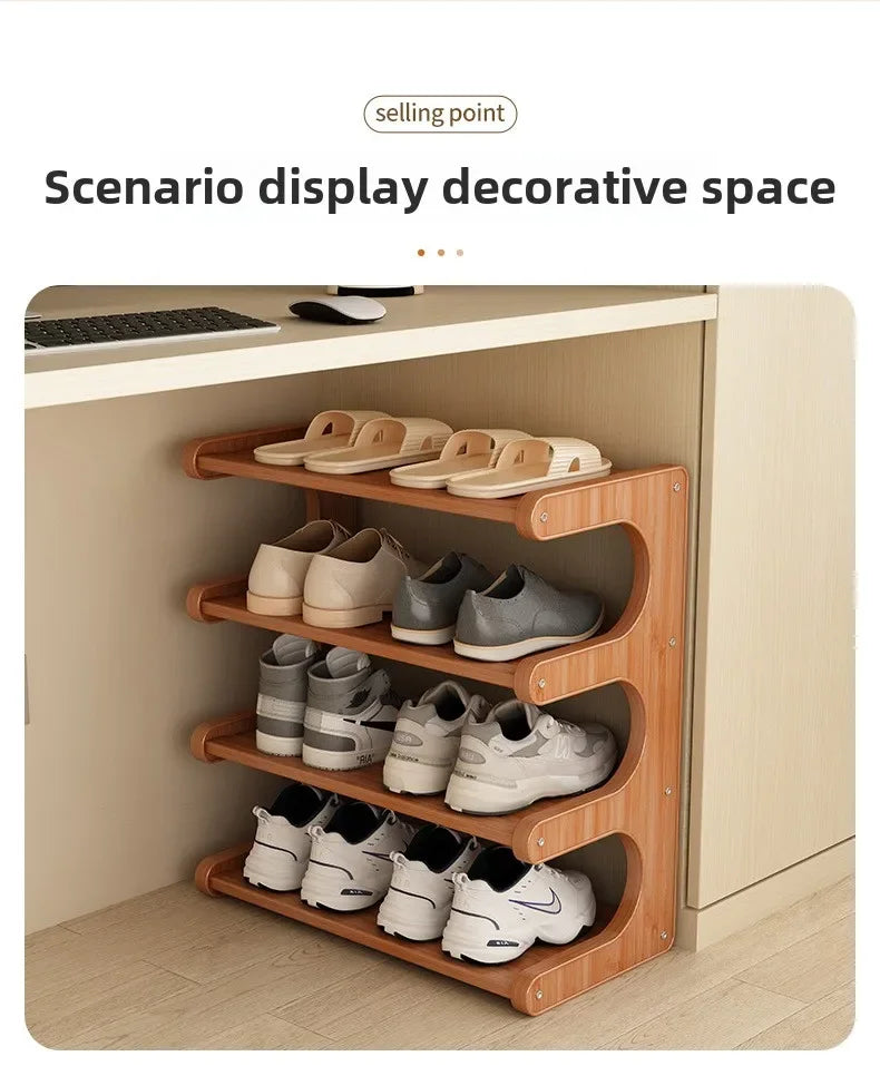 Étagère à chaussures en bois multi-niveaux pour rangement pratique