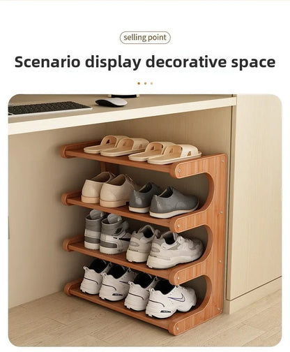 Étagère à chaussures en bois multi-niveaux pour rangement pratique