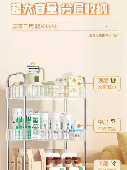 Chariot de Rangement Transparent 2/3/4 Niveaux - Étagère à Snacks Luxe