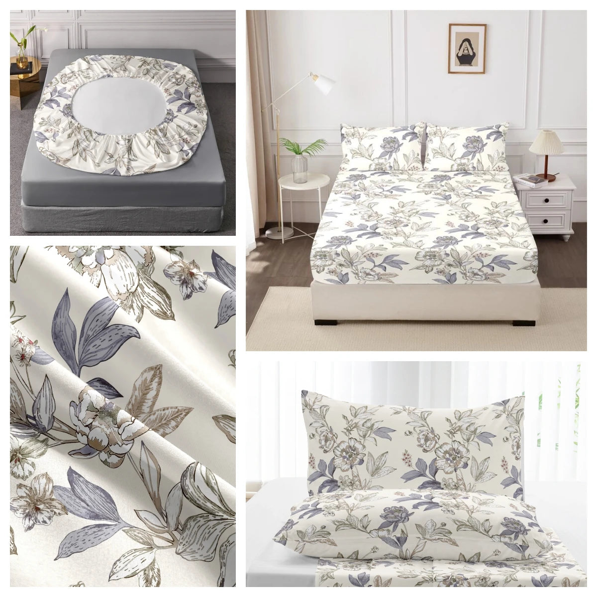 Ensemble de draps King Size 100% Polyester, 3 pièces avec élastique