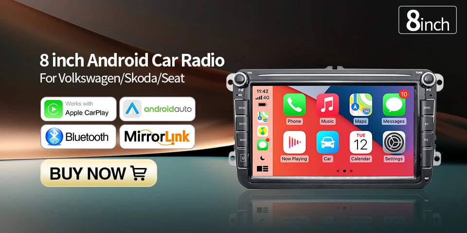 Autoradio GPS Android 13 pour VW, Skoda, Golf, Passat - 2Din