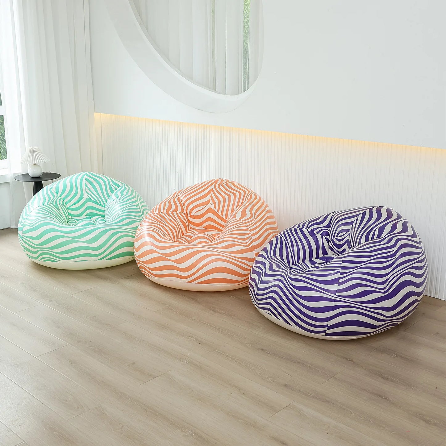 Canapé gonflable inclinable et pliable pour extérieur - Confort rayé