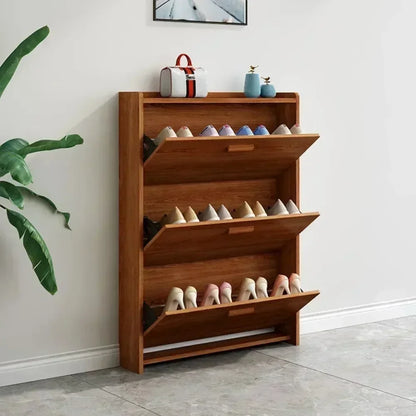 Armoire à chaussures en bois multicouche, gain de place et design pratique