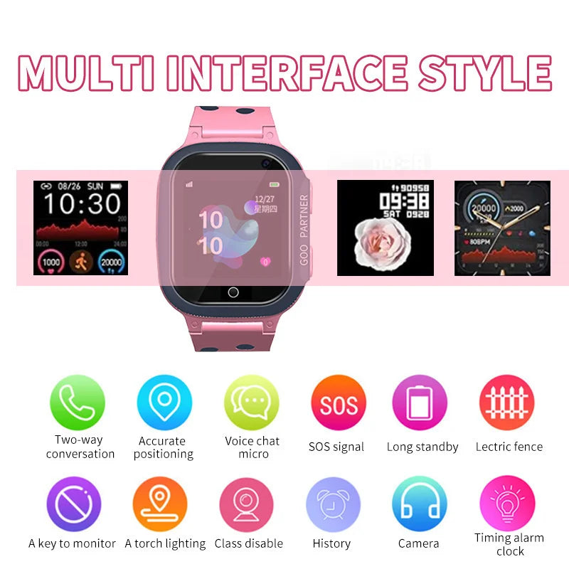 Montre intelligente GPS pour enfants - 4G, étanche, SOS, appel vidéo