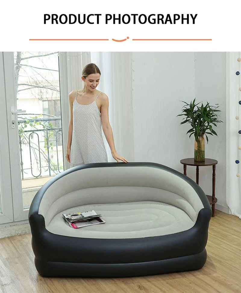 Canapé gonflable portable d'extérieur pliant pour camping - Double incliné