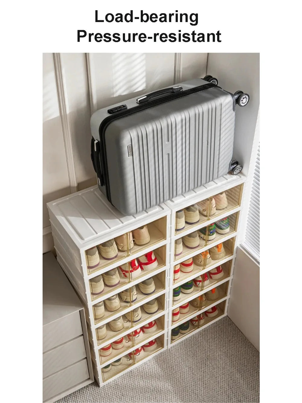 Boîte de rangement à chaussures pliable en plastique transparente