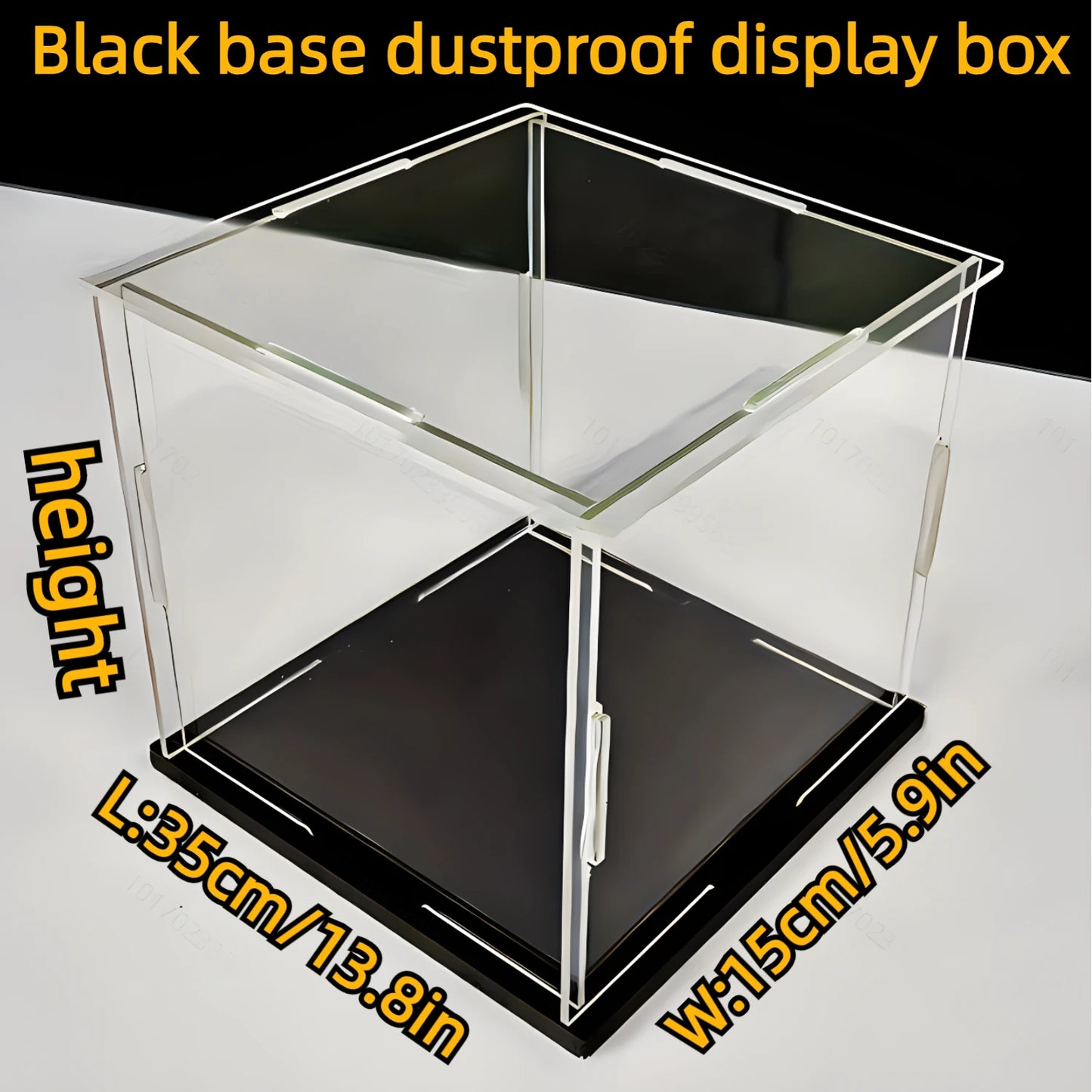 Boîte d'exposition acrylique noire pour poupées et objets de collection