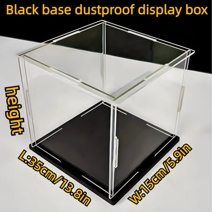 Boîte d'exposition acrylique noire pour poupées et objets de collection