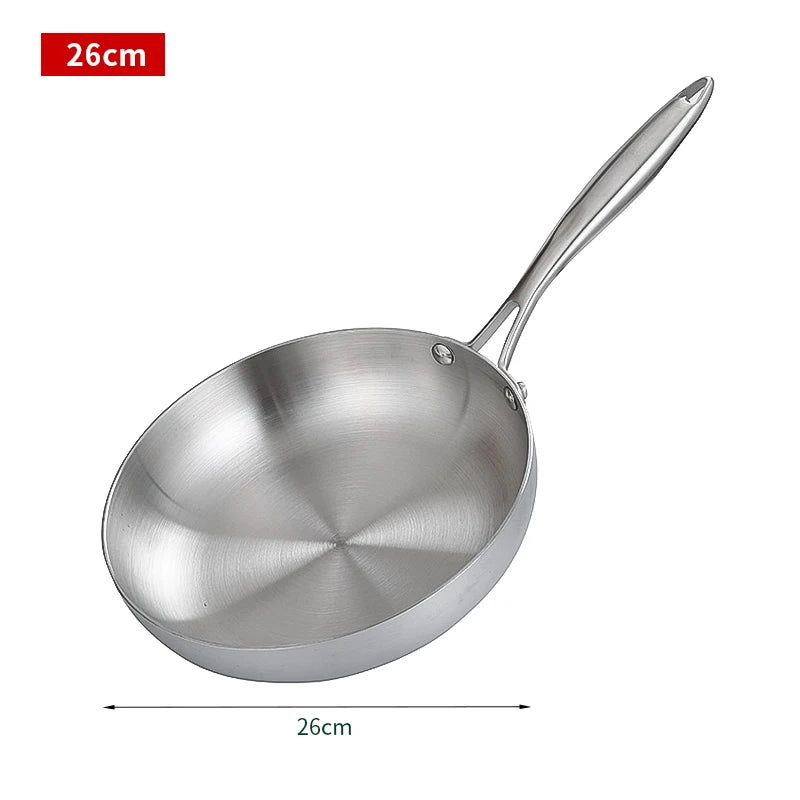 Poêle à frire en inox 304 antiadhésive pour cuisinière à gaz et induction