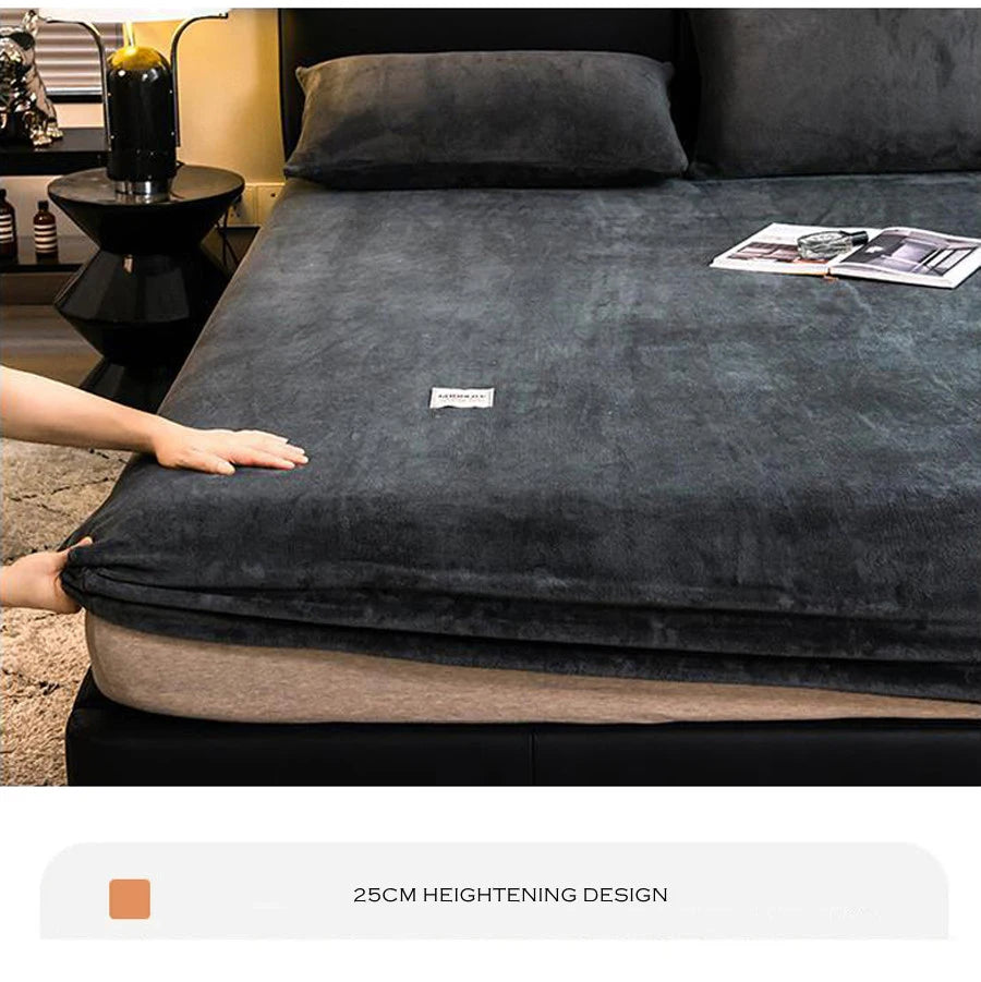 WOSTAR - Drap-housse en peluche douce, luxe pour couple d'hiver