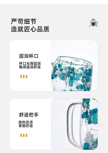 Tasse Anti-brûlure Double Couche Fleur Séchée Créative pour Bureau