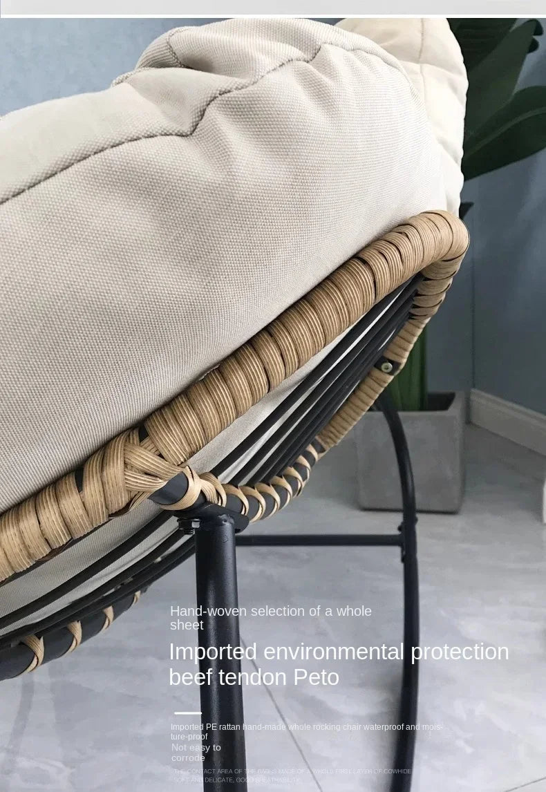 Chaise à bascule en rotin tissé - Confort paresseux pour balcon