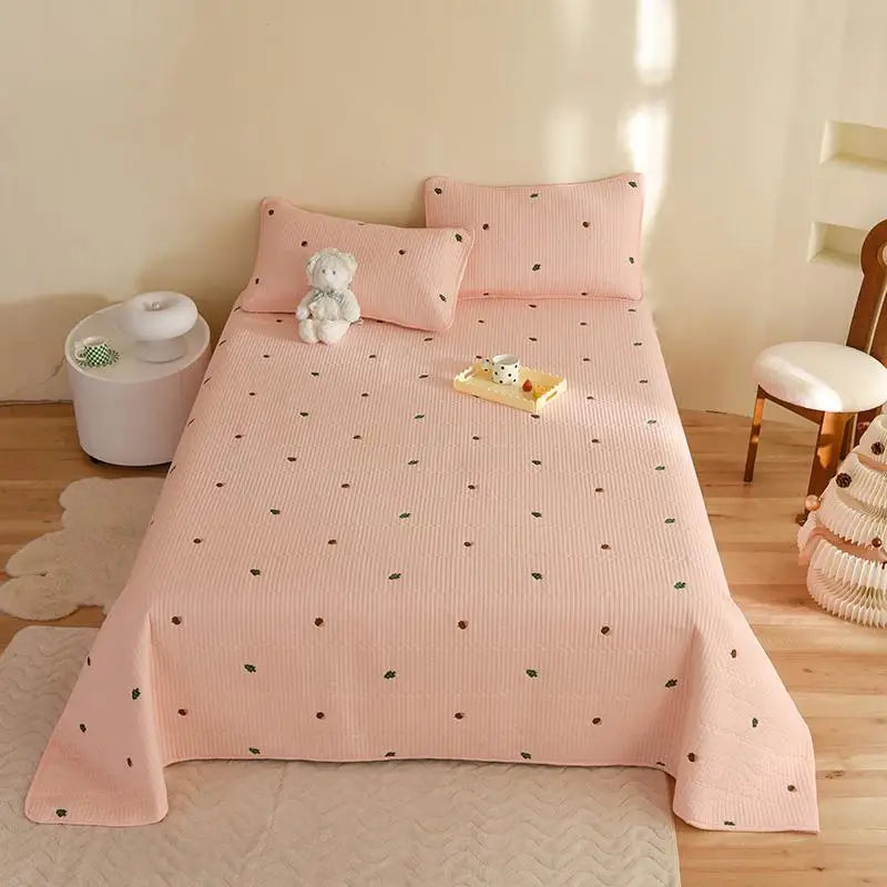 Ensemble Couvre-lit Matelassé Chic en Coton - 3 Pièces avec Taies