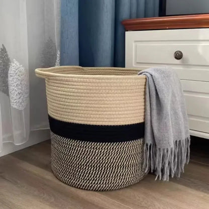 Panier à Linge en Corde de Coton - Panier de Rangement Pliable Luxe